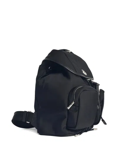 Moncler Versatile Polyester Backpack Adjustable Straps In Black