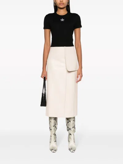 Fendi Women T-shirt A Coste Cropped Con Dettaglio Logo In Cotone Stretch Nero Donna In Black