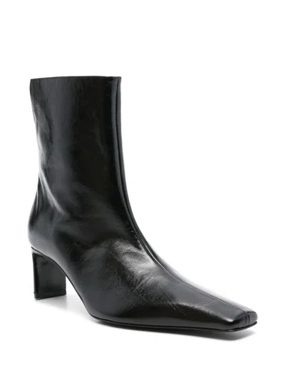Khaite Ona 55 Leather Ankle Boots In Black