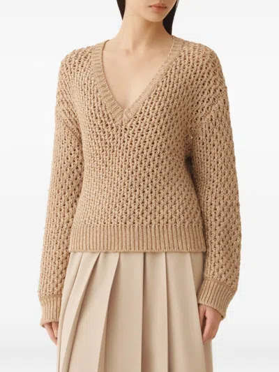 Fabiana Filippi Women Brown Moulin Wool Sweater, Xs Luxury Sweaters & Knitwear For Women Darveys In Neutral
