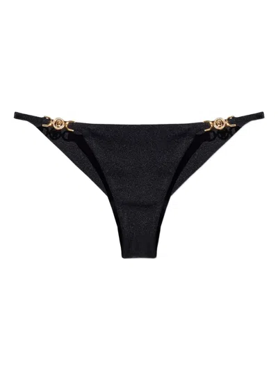 Versace Halter Bikini Briefs High Cut Hardware In Black