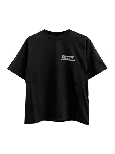 Balenciaga Medium Fit Masking Tape Logo Dry Jersey T-shirt In Black