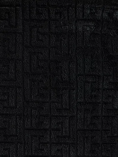 Balmain Monogram Midi Skirt Textured Patterned Design In Black