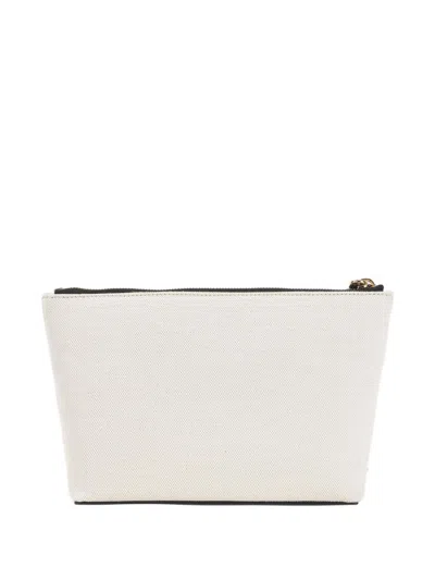 Givenchy Embroidered Logo Cotton Linen Canvas Pouch In White
