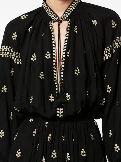 Isabel Marant Rodilia Silk Long Dress In Black