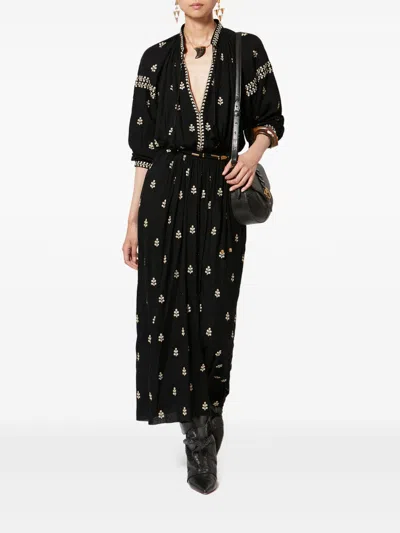 Isabel Marant Rodilia Silk Long Dress In Black