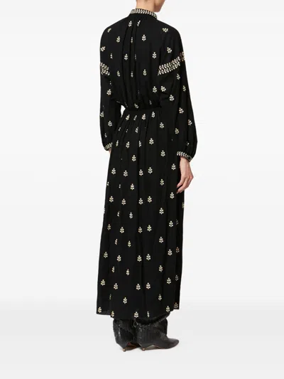 Isabel Marant Rodilia Silk Long Dress In Black
