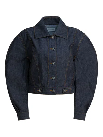 Givenchy Womens Dark Blue Reversed Cocoon-shape Denim Jacket In Blue
