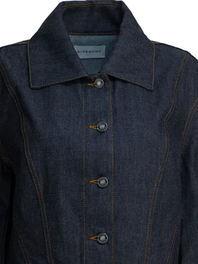 Givenchy Womens Dark Blue Reversed Cocoon-shape Denim Jacket In Blue