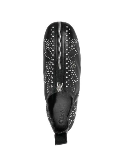 Chloé Low Top Sneakers Pull Tab Round Toe In Black