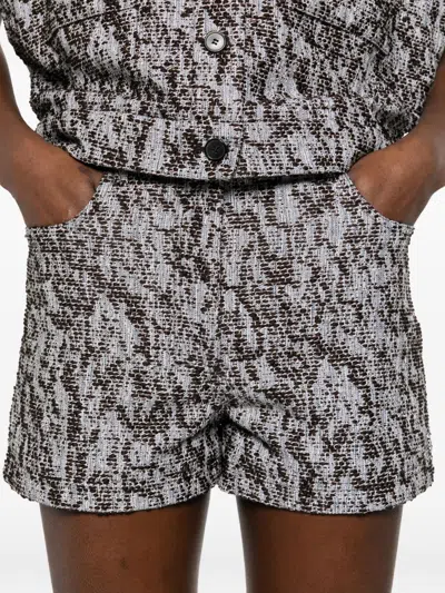 Iro Edela Cotton Blend Shorts Textured Pockets In Gray