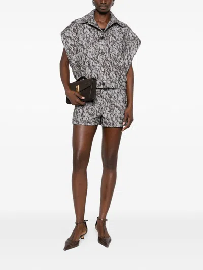 Iro Edela Cotton Blend Shorts Textured Pockets In Gray