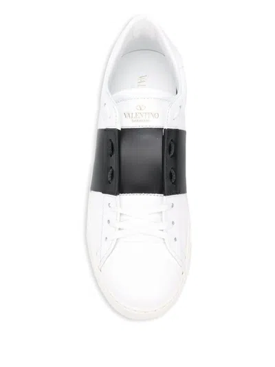 Valentino Calfskin Sneakers With Contrasting Bands And Rubber Studs In Black