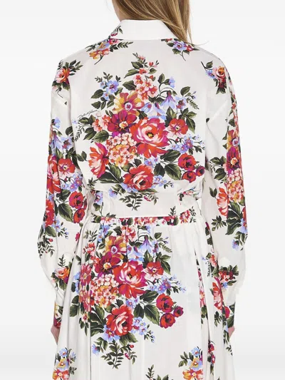 Dolce & Gabbana Cotton Shirt With A Bouquet Of Flowers Print Shirts White In White
