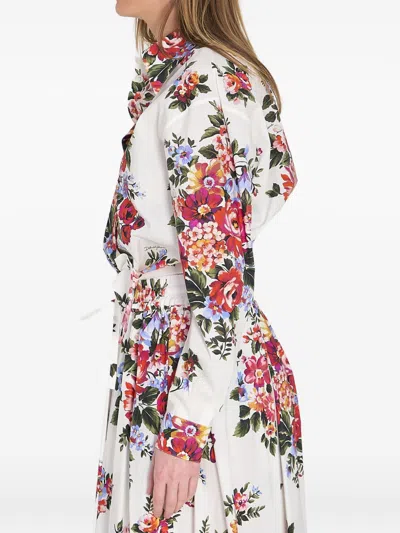 Dolce & Gabbana Cotton Shirt With A Bouquet Of Flowers Print Shirts White In White
