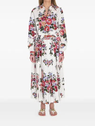 Dolce & Gabbana Cotton Shirt With A Bouquet Of Flowers Print Shirts White In White