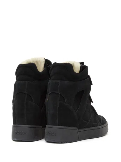 Isabel Marant Women Black Wedge With Insert Design And High Heel Sneaker In Leather Woman