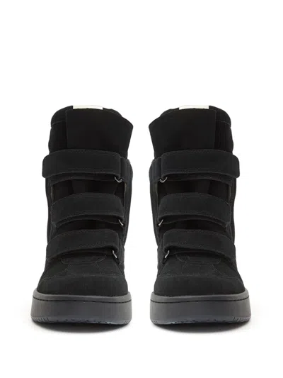 Isabel Marant Women Black Wedge With Insert Design And High Heel Sneaker In Leather Woman