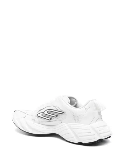 Balenciaga Monday White Low Top Sneakers With Logo Detail And Embossed Size On The Rear In Leather And Fabric M In White