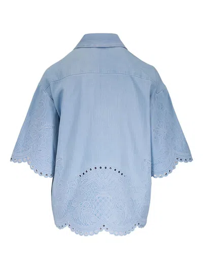 Zimmermann Womens Ice Storm Daylight Embroidered Denim Shirt Xs In Blue