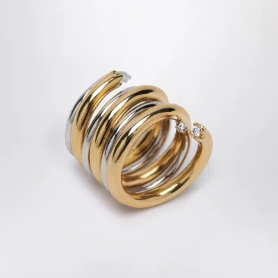 Panconesi Spiral Ring In Gold And Silver Tone In Gold