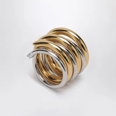 Panconesi Spiral Ring In Gold And Silver Tone In Gold