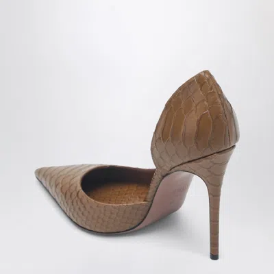 Paris Texas Vera 105 Coffee-colored Leather Pumps With Python-effect In Brown