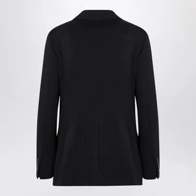 Max Mara Blue Double Breasted Wool Jacket In Black