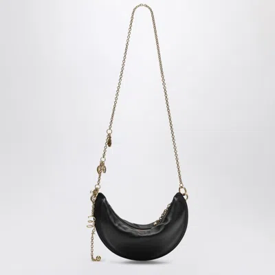 Chloé Women Black Shoulder Bag With Chain Shoulder Strap And Half Moon Design In Leather Woman In Black