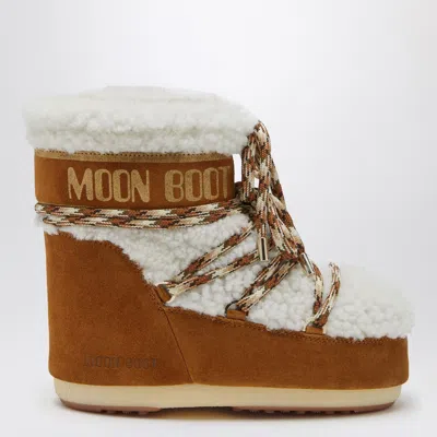 Moon Boot Brown Shearling Panel Ankle Boots In Brown