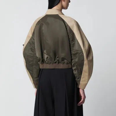Sacai Oversized Cotton-canvas And Shell Bomber Jacket In Green