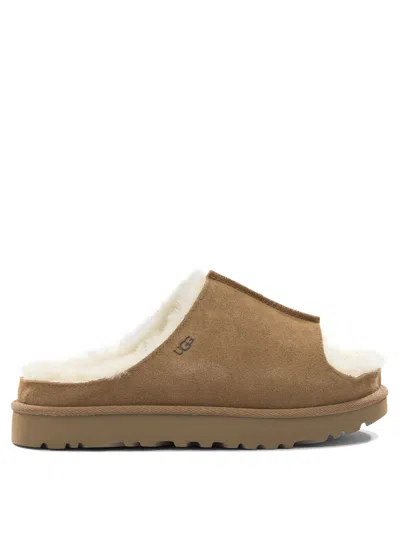Ugg Suede Slippers With Embossed-logo In Brown