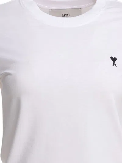 Ami Alexandre Mattiussi Ami Paris Tshirt Ami De Coeur Contraste Cropp In White