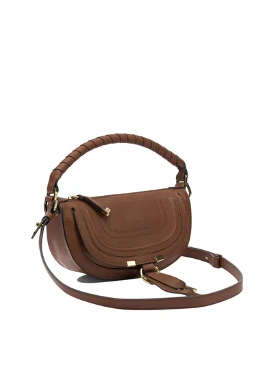 Chloé Mini Marcie Twisted-handle Leather Shoulder Bag In Brown