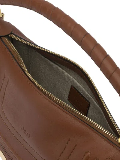 Chloé Mini Marcie Twisted-handle Leather Shoulder Bag In Brown