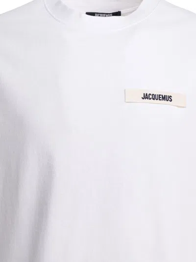Jacquemus Le T-shirt Gros Grain White T-shirt With Logo Patch On The Front In Cotton Man