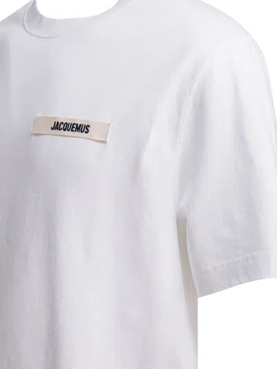 Jacquemus Le T-shirt Gros Grain White T-shirt With Logo Patch On The Front In Cotton Man