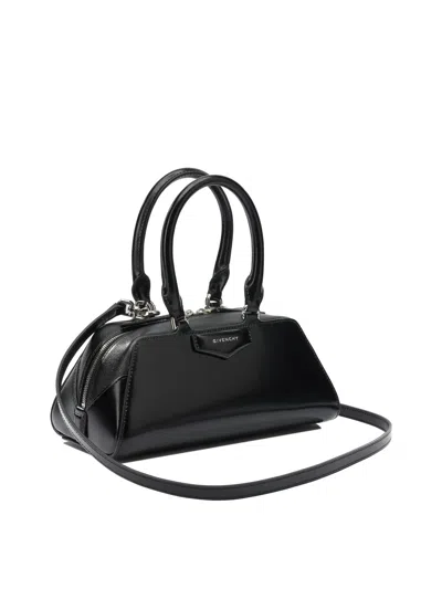 Givenchy Antigona East West Brown Small Handbag With Adjustable And Removable Shoulder Strap And Logo Letteri In Black