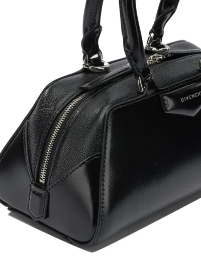 Givenchy Antigona East West Brown Small Handbag With Adjustable And Removable Shoulder Strap And Logo Letteri In Black
