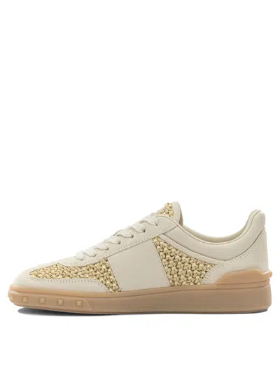Valentino Garavani Upvillage Sneakers In Woven Raffia In Neutral