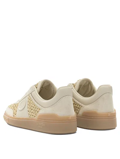 Valentino Garavani Upvillage Sneakers In Woven Raffia In Neutral