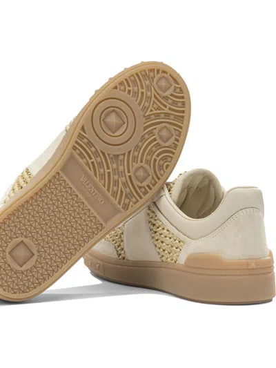 Valentino Garavani Upvillage Sneakers In Woven Raffia In Neutral