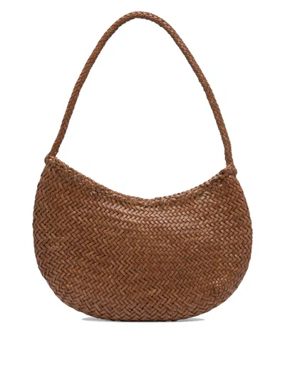 Dragon Diffusion Shoulder Bag Single Strap Woven Design Open Top In Brown