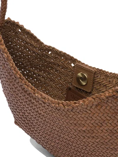 Dragon Diffusion Shoulder Bag Single Strap Woven Design Open Top In Brown
