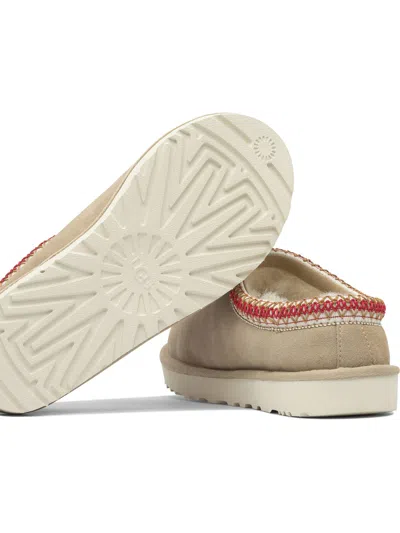 Ugg Tasman Ii Beige Mules With Round Toe And Embroidered Detail In Leather Woman In Brown