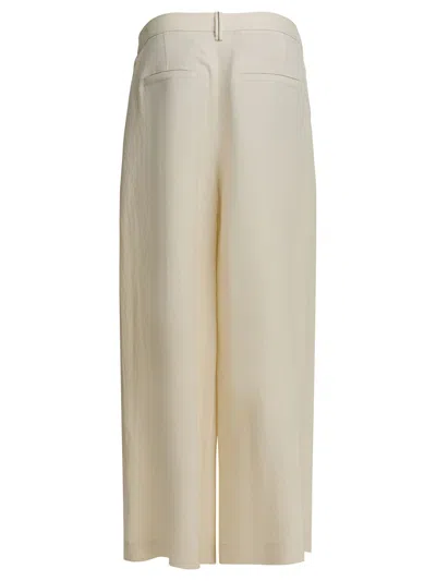 Brunello Cucinelli Women Ivory Fluid Twill Sartorial Wrap Trousers In White