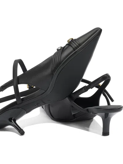 Pinko Gloria 18 Leather Pumps With Metal Lettering Detail In Black