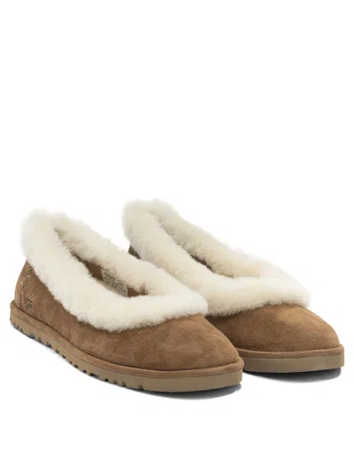 Ugg Soft Suede Ballet Flat With Plush Sheepskin Lining In Pink