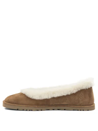Ugg Soft Suede Ballet Flat With Plush Sheepskin Lining In Pink