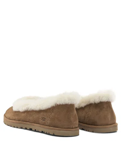 Ugg Soft Suede Ballet Flat With Plush Sheepskin Lining In Pink